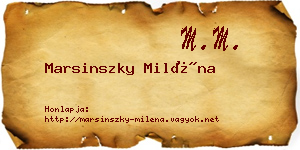 Marsinszky Miléna névjegykártya